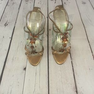 Uleeta by Unisa Bronze Wedge Jeweled Sandal Size 9